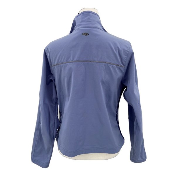 VTG Adidas Women's Jacket Sz L Periwinkle Blue 3 Stripe Full Zip Vented Y2K - Picture 9 of 11